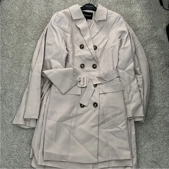 Beige Double Breasted Belted Blazer Dress - Picture 7 of 7